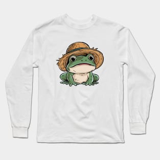 Cute Frog with Straw Hat Long Sleeve T-Shirt